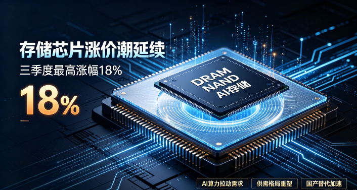 存储芯片涨价潮延续 三季度涨幅高达18%