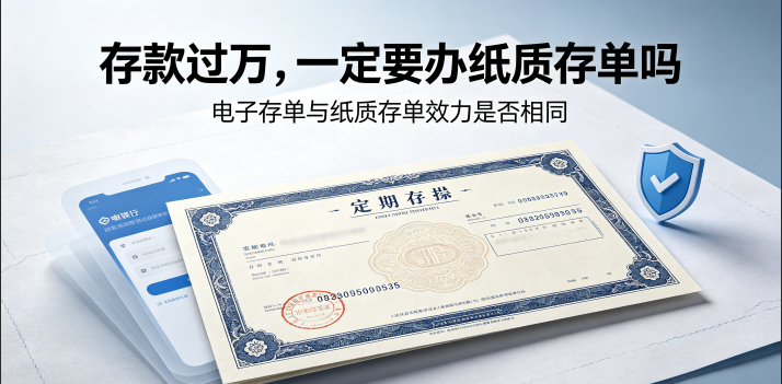 存款过万需办纸质存单？官方辟谣：无强制规定 两种凭证效力等同